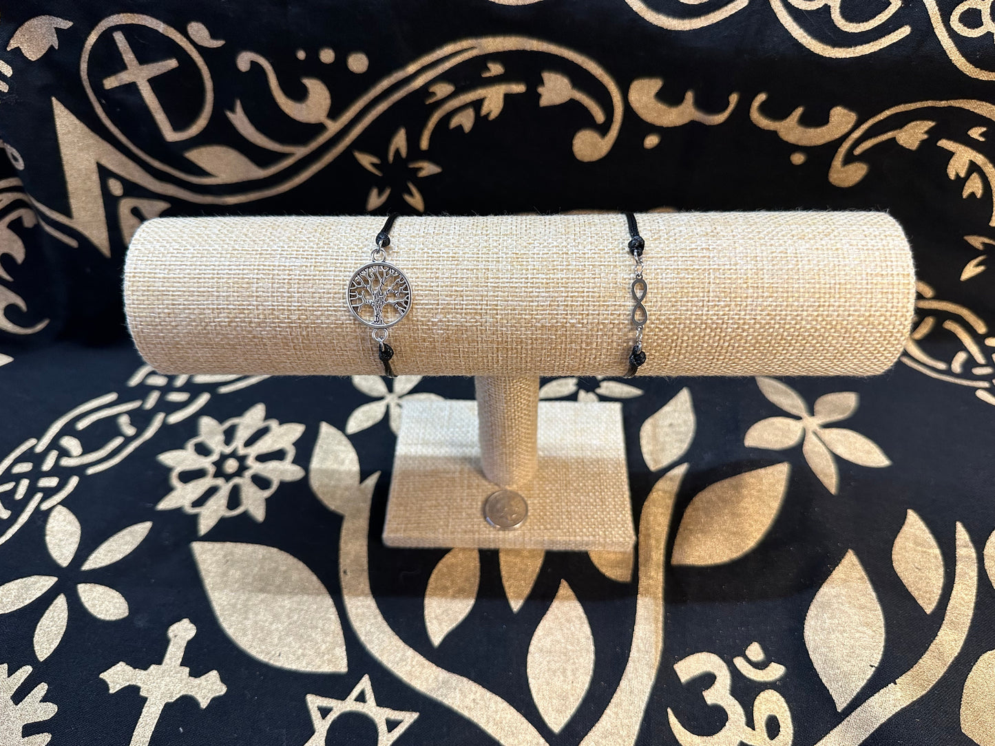 Bracelet - Waxed braided cotton with Spiritual Pendant connector