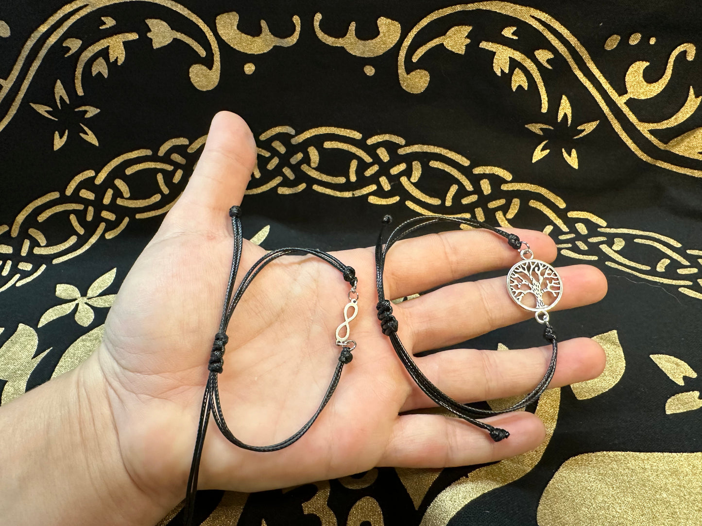 Bracelet - Waxed braided cotton with Spiritual Pendant connector