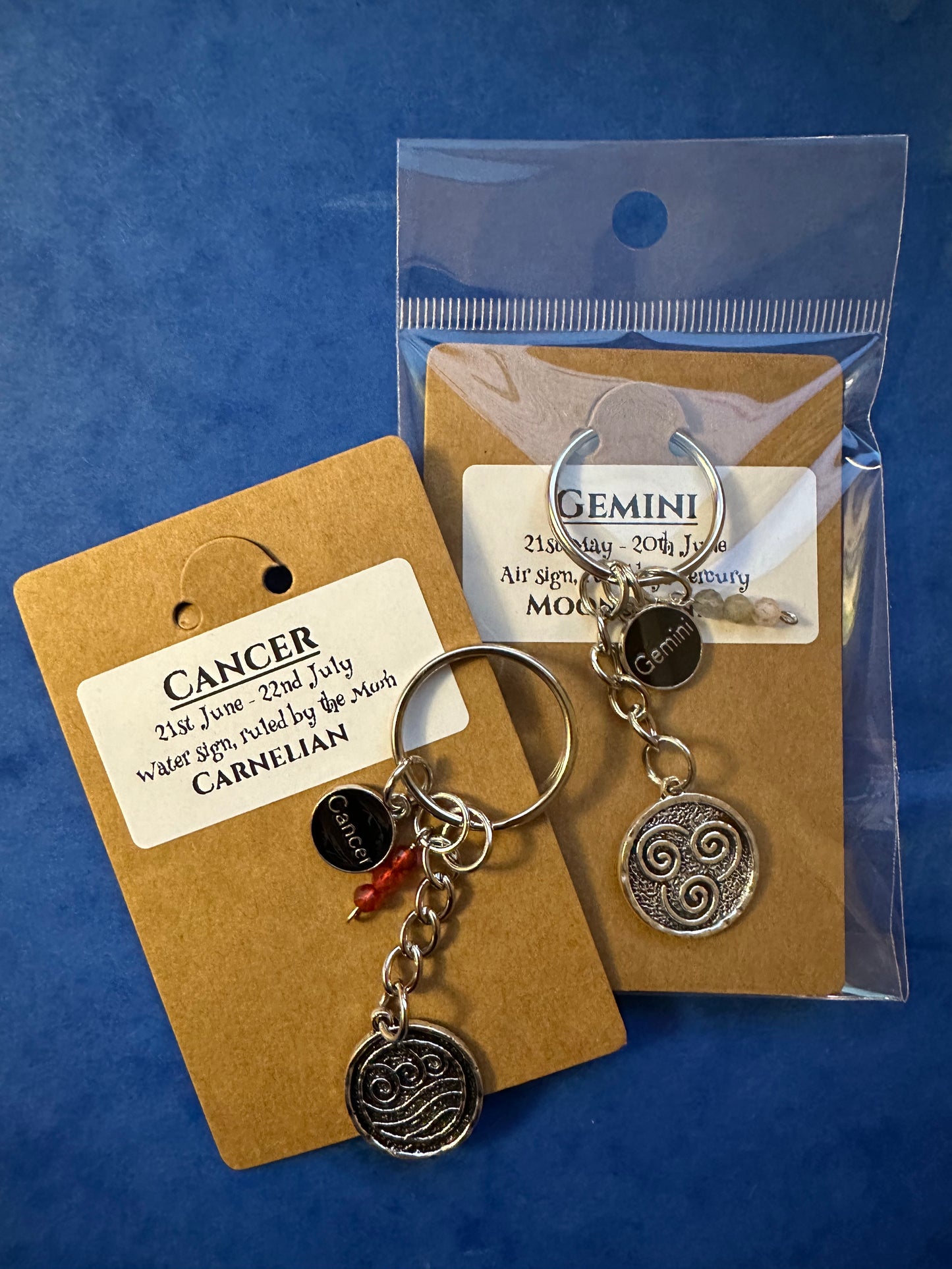 Keychain - Birthstone and Zodiac with GEMSTONES