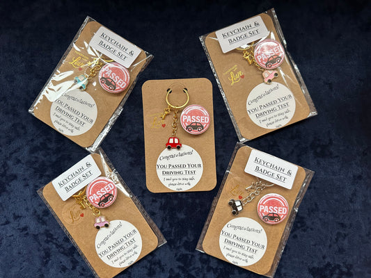 Badge and Keychain Gift Set - Passed Your Driving Test!